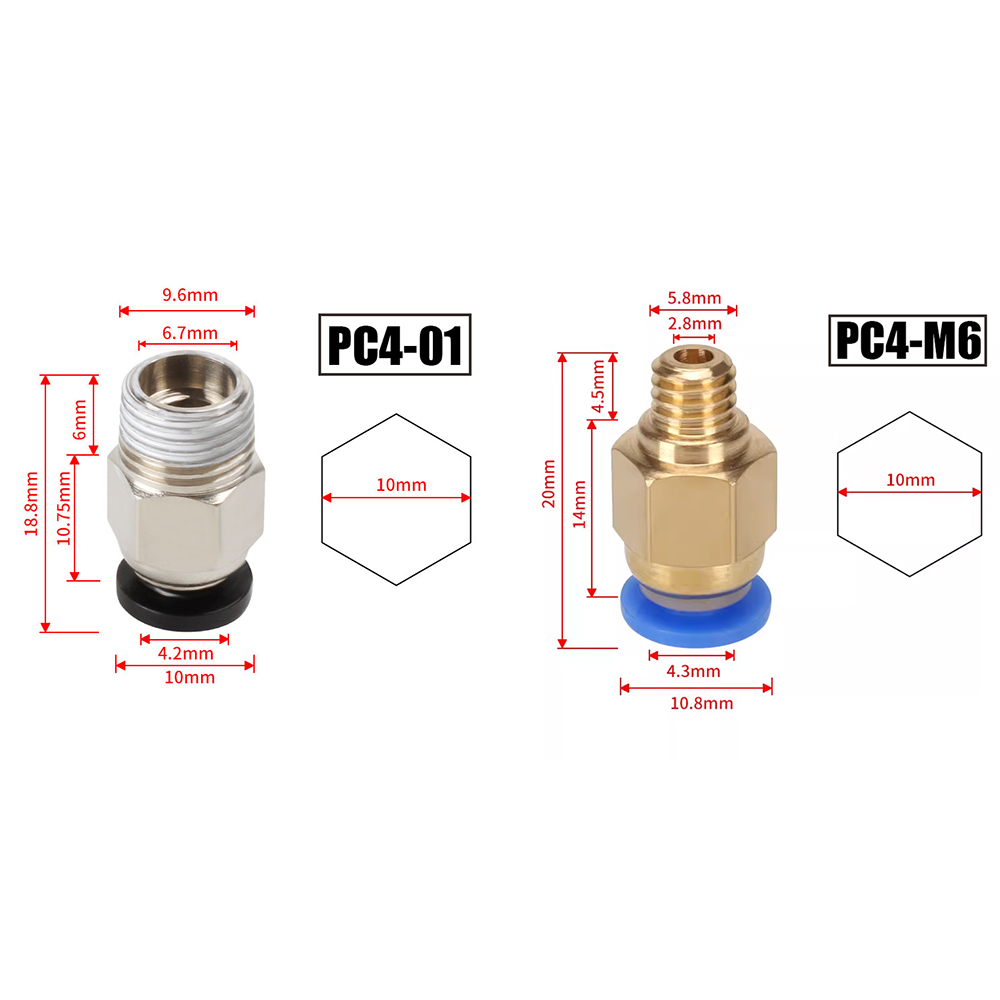 Filament 1.75 - 10pcs/lot PC4-M10 Pneumatic Connectors For 3D