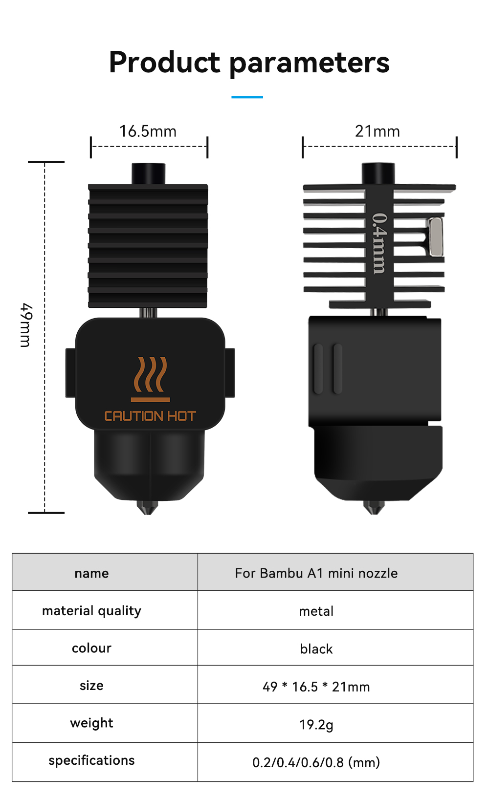 Hotend for Bambu Lab A1 Mini A - đánh giá và giá Hotend Assembly