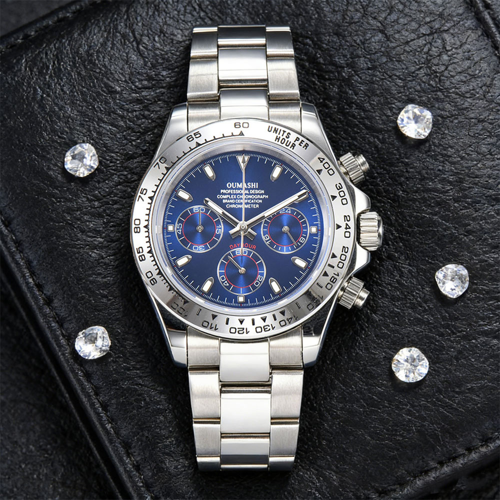 39mm Silver Watch VK63 Movemen - đánh giá và giá Glass Bed
